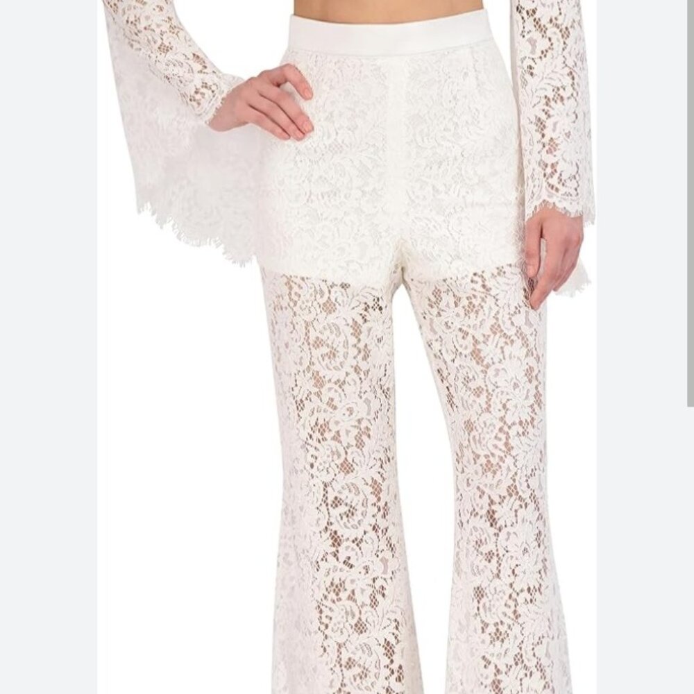BCBGMAXAZRIA Womens Pull on Flare Leg Lace Pant